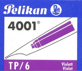 Cartouche d'encre Pelikan, série Recharge & encre Encre violette (Courte)